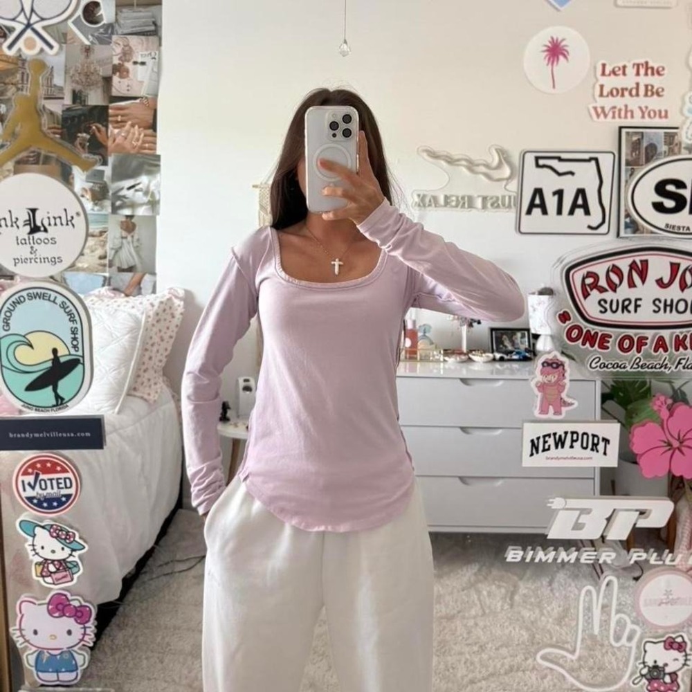 pink free people long sleeve‎ top